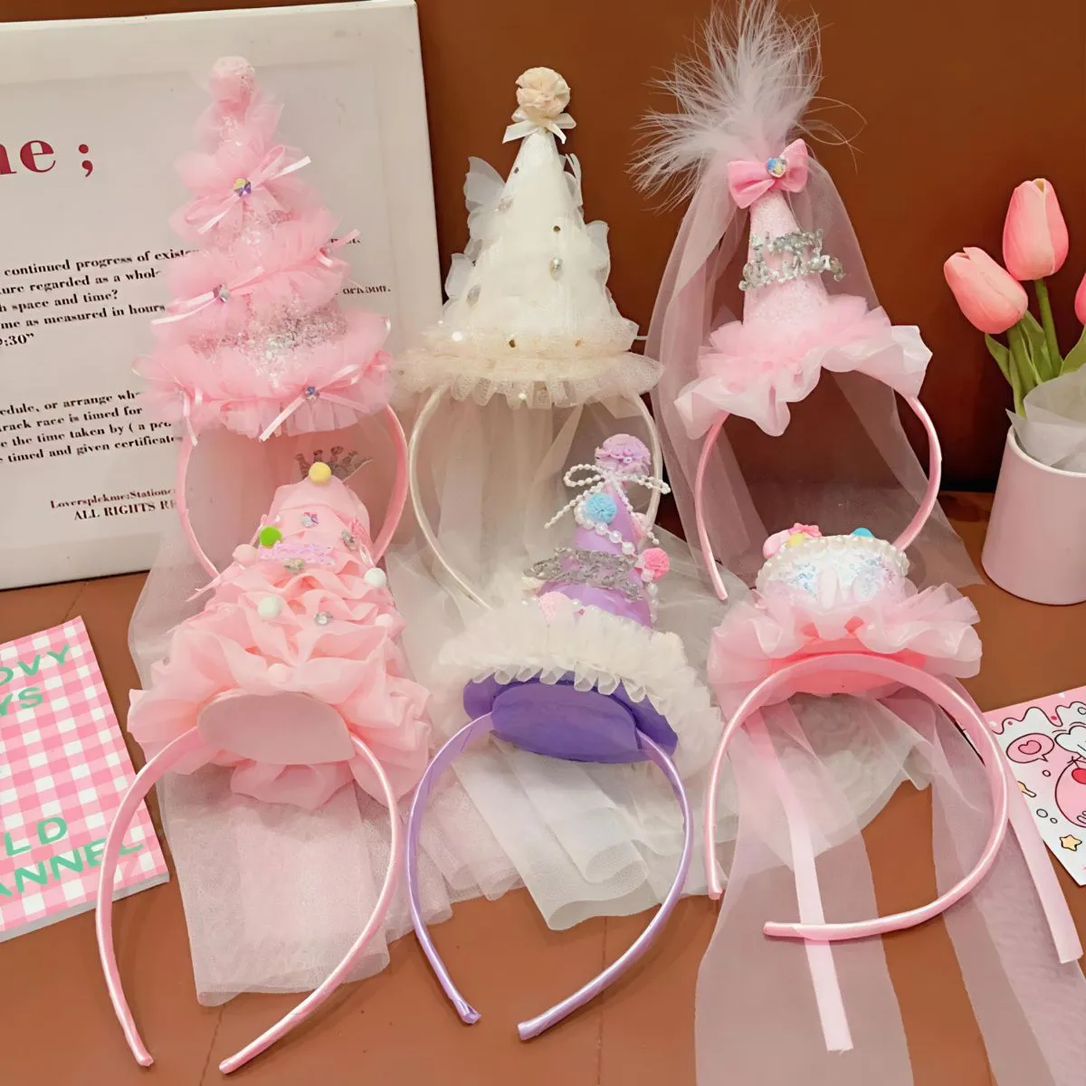 Sweet Lolita Birthday Cake Headband – Kawaii Dessert-Themed Hair Hoop for Girls, Cute Party Headwear & Photoshoot Hair Accessory for Birthday Celebrations